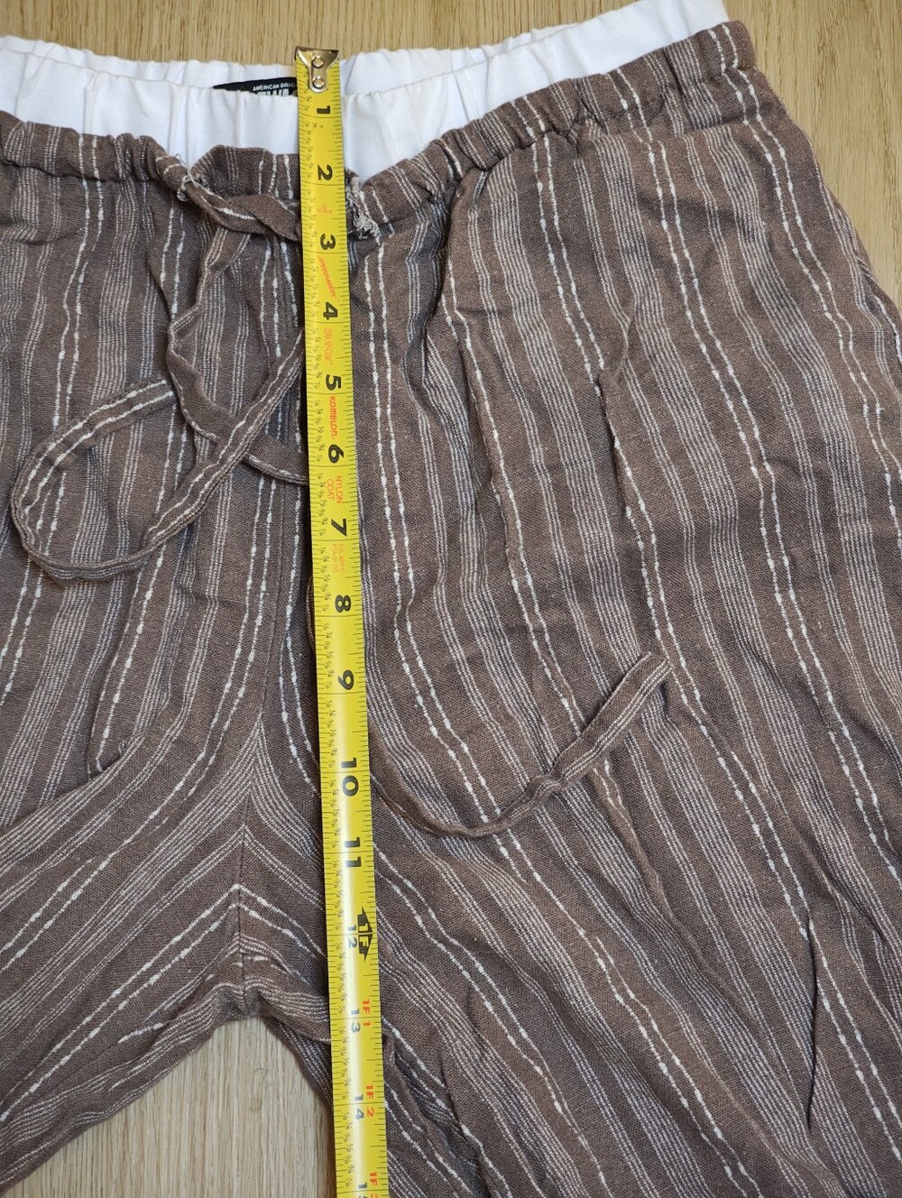 Brown Striped Wide-Leg Pants Size Large - Picture 4 of 9